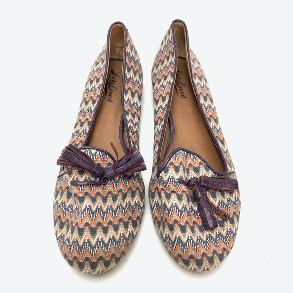 LUCKY BRAND Tassel Canvas Leather Flats Shoes 7.5 - Picture 5 of 16